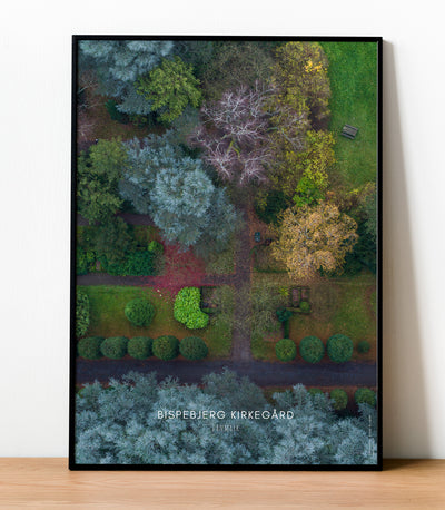 Bispebjerg Kirkegård III - dronefoto plakat fra DroneRune